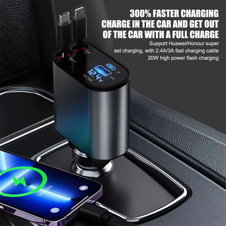 UltraCharge - Fast Car Charger with Retractable Cable