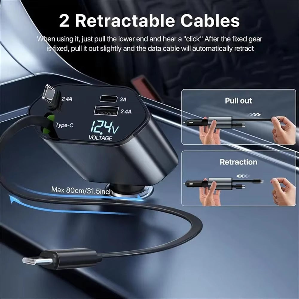 UltraCharge - Fast Car Charger with Retractable Cable