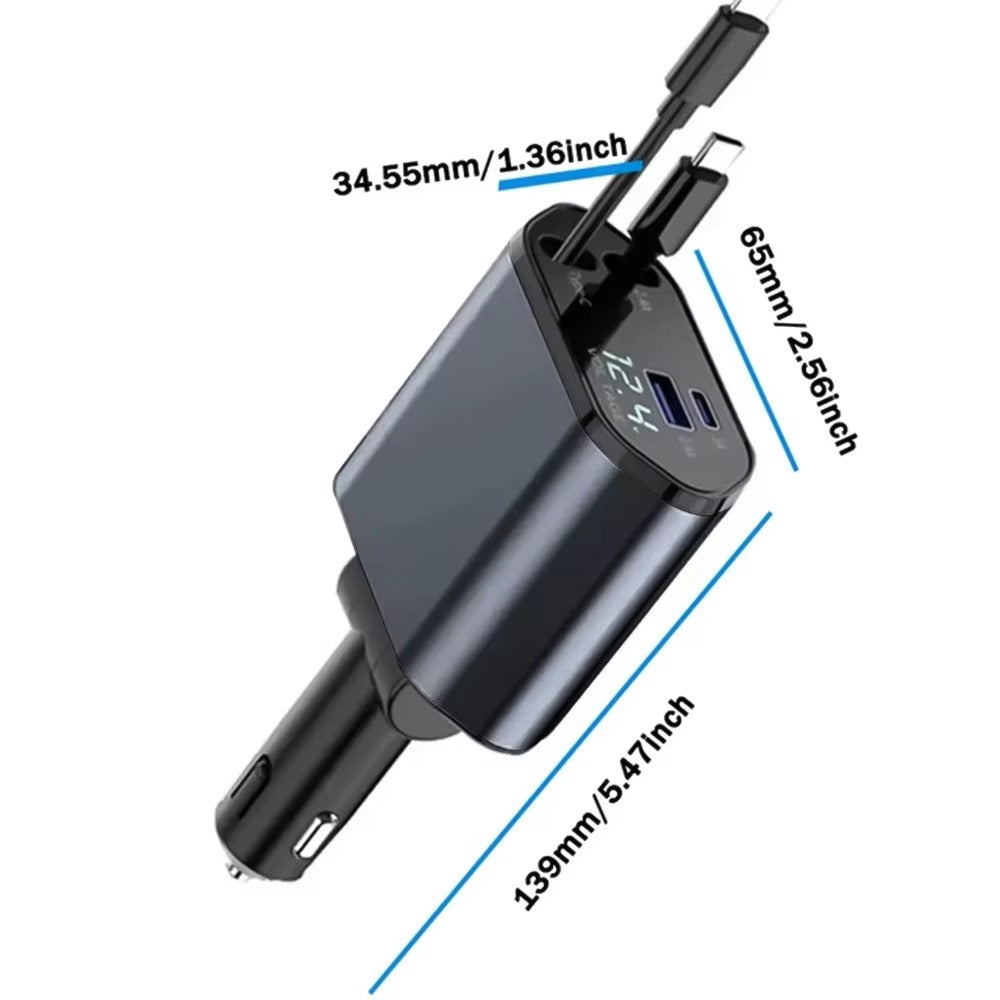 UltraCharge - Fast Car Charger with Retractable Cable