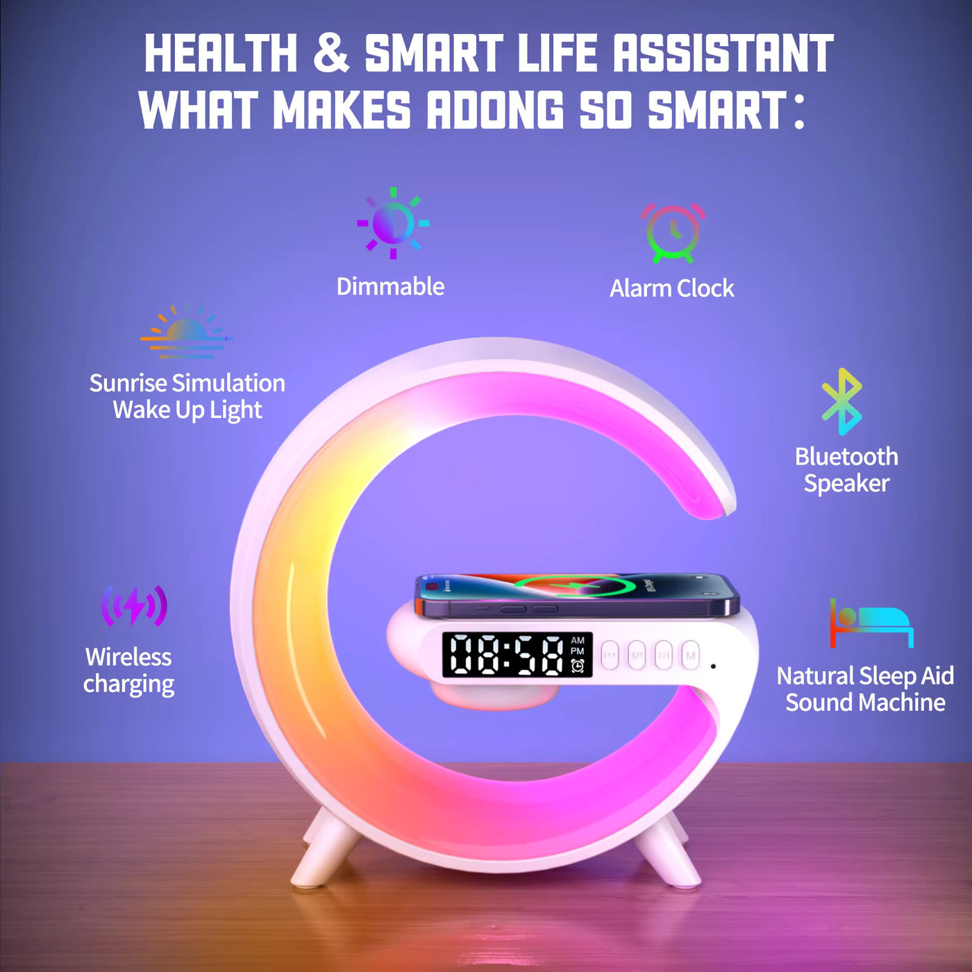 LumaWake Smart RGB - Desk Lamp with Wireless Speaker